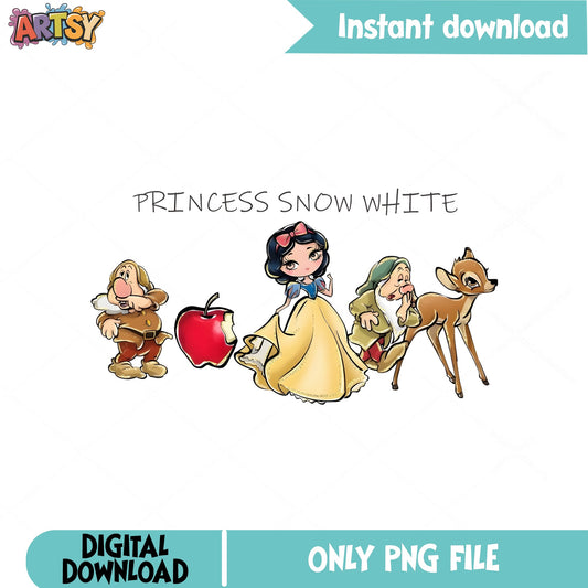 Princess Snow White And Friends PNG, Disney Princess PNG, Seven Dwarfs PNG