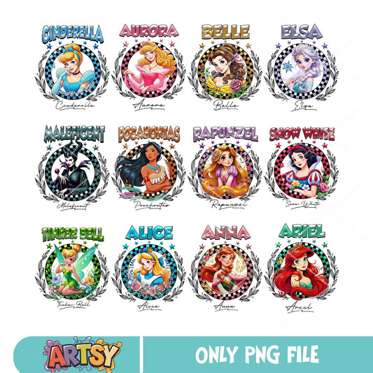 Princess circle png bundle, disney princess png, a little princess​ png
