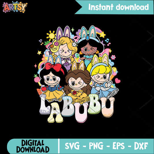Princess disney labubu svg, labubu clothers svg, popmart labubu svg