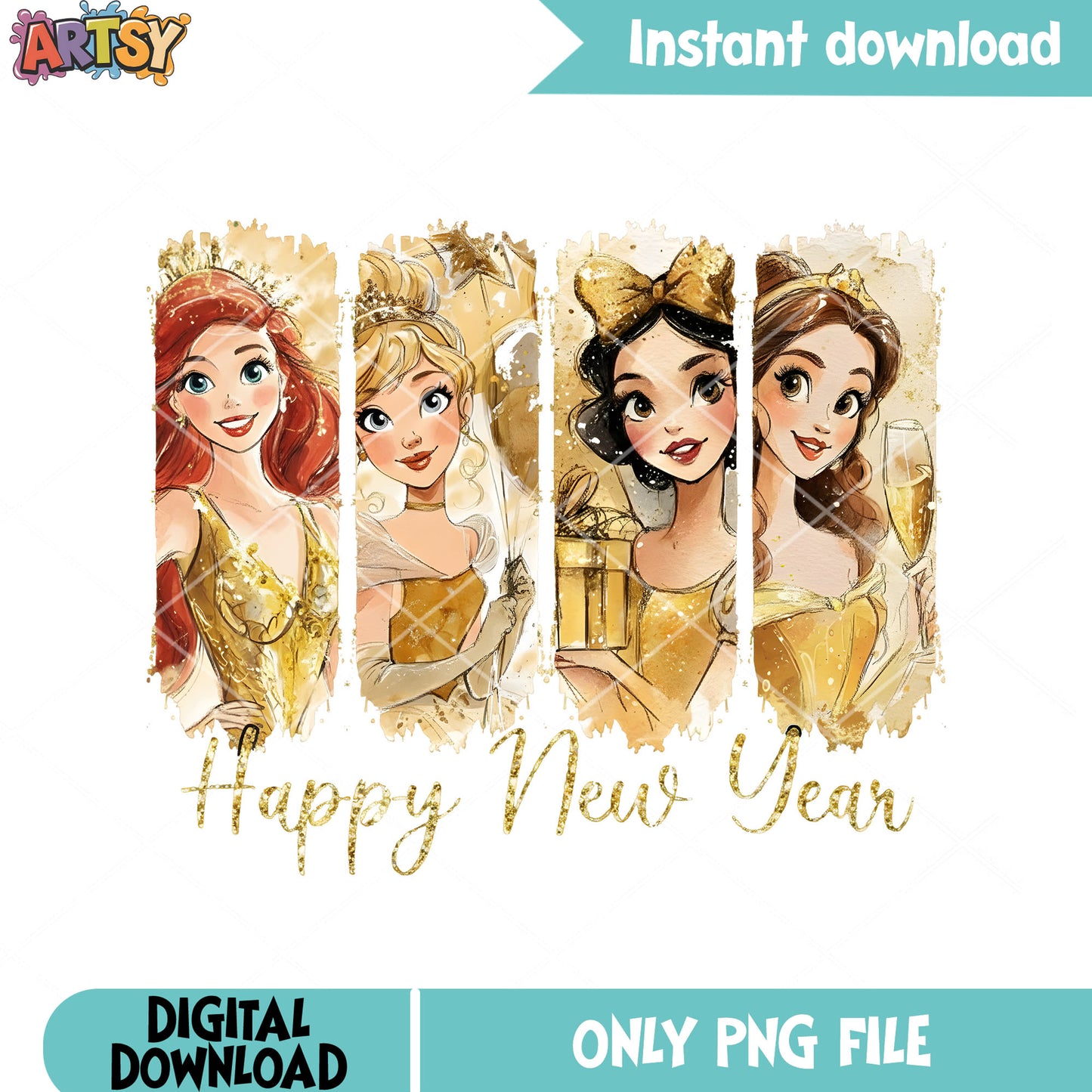 Princess happy new year png, new year 2026 png, happy new year png