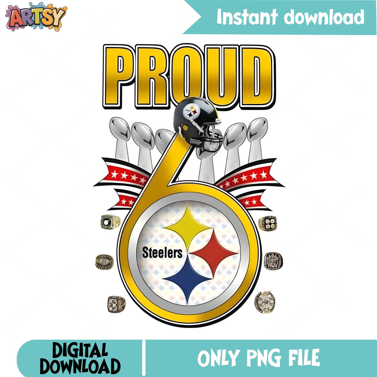 Proud Steelers 6X Champions PNG, NFL Football PNG, Steelers PNG