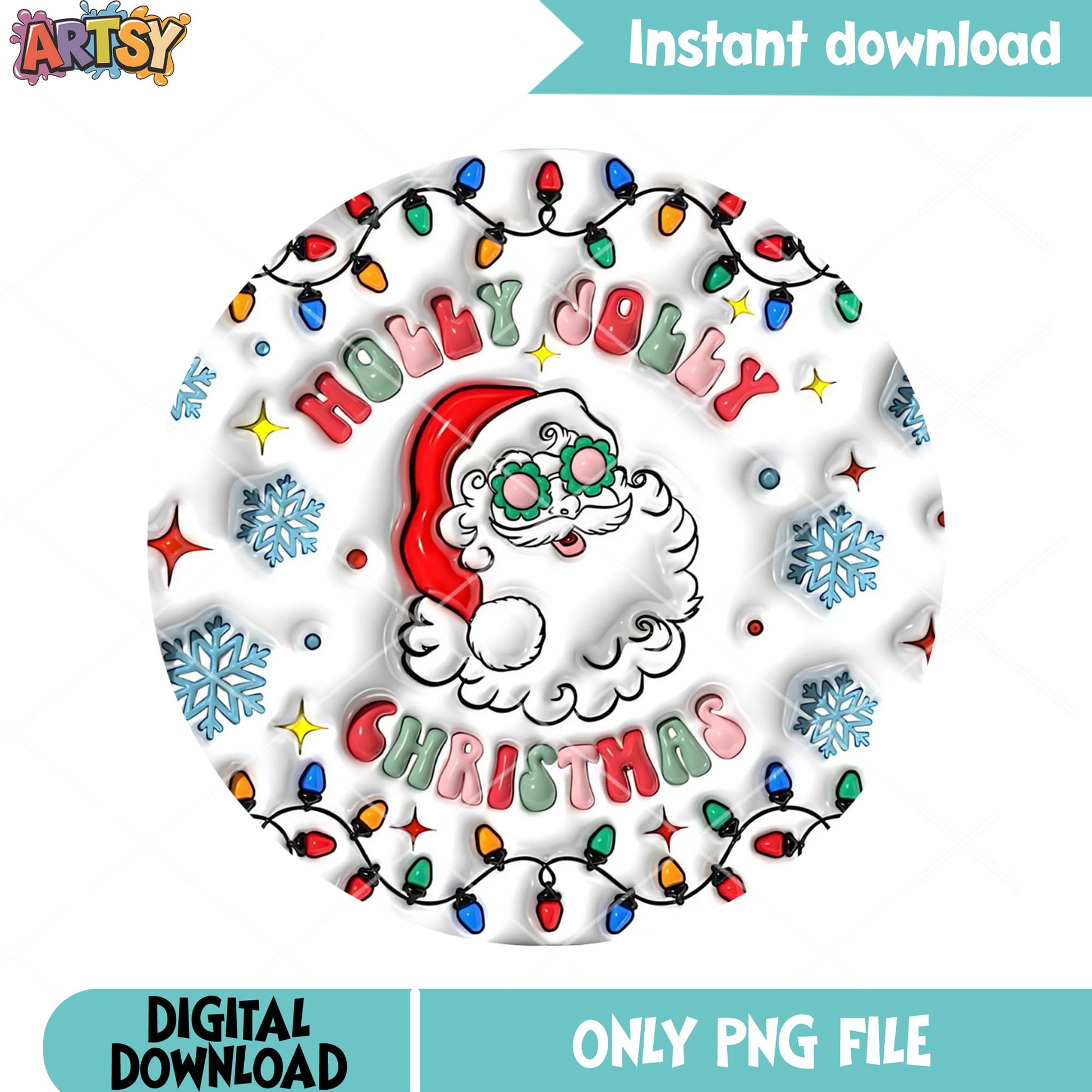 Psychedelic santa wacky png, holly jolly merry png, retro xmas png