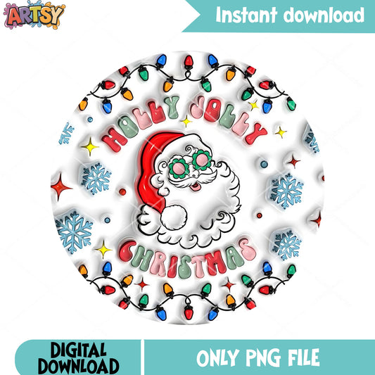 Psychedelic santa wacky png, holly jolly merry png, retro xmas png