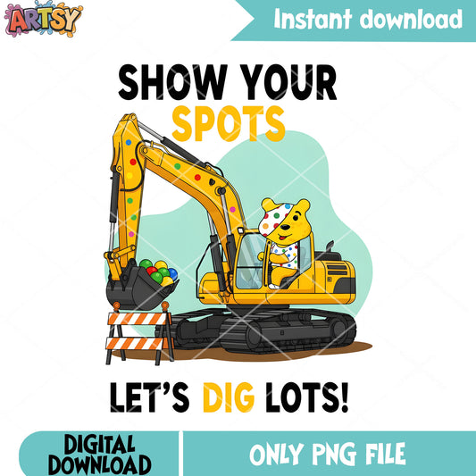 Pudsey bear ride crane truck png, children in need png, bbc png