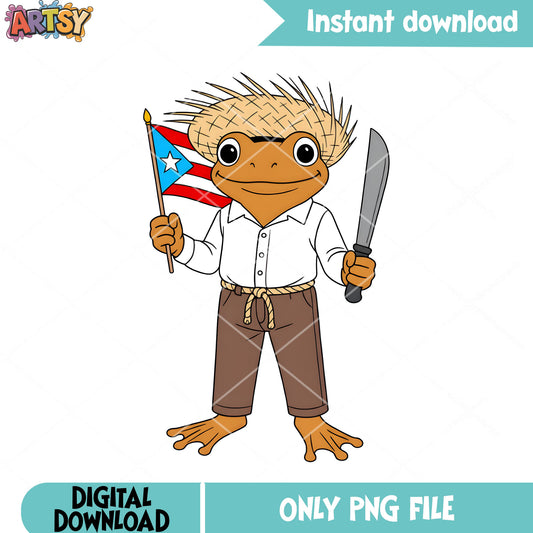 Puerto rico flag coqui frog png, coqui frog png, proud boricua png