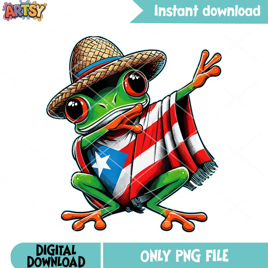 Puerto rico proud frog png, coqui frog png, puerto rico bling png