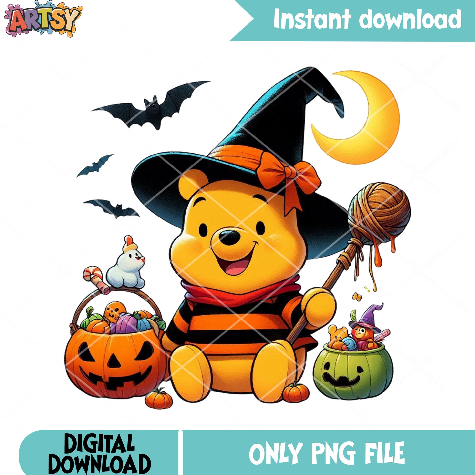 Pumpkin basket candy png, witches hat png, scary halloween night png
