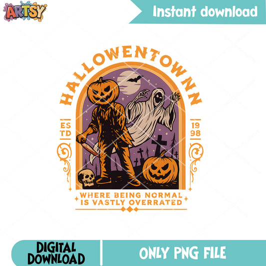 Pumpkin ghost halloweentown png, halloween quote png, pumpkin ghost png