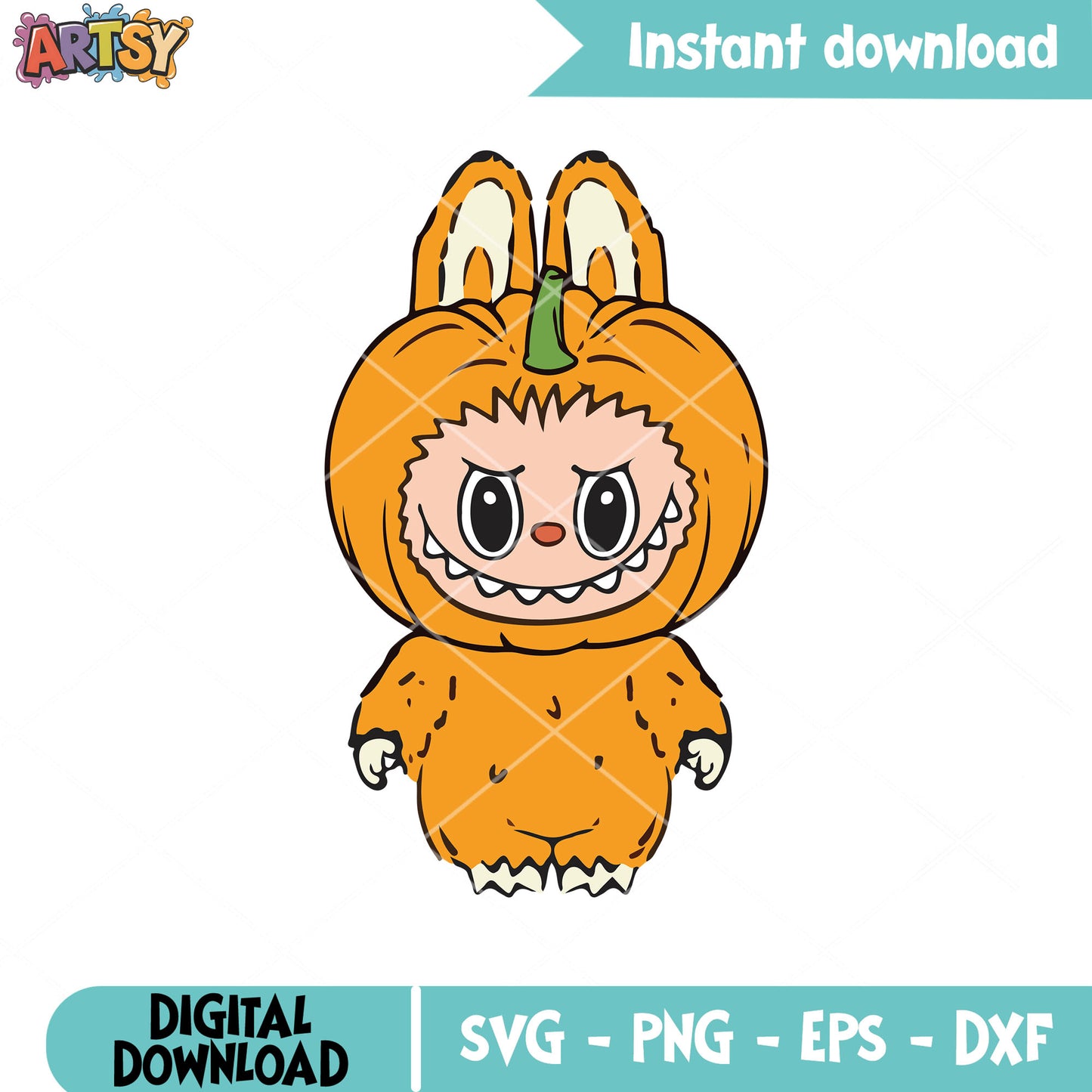 Pumpkin labubu costume svg, labubu halloween svg, monster labubu svg