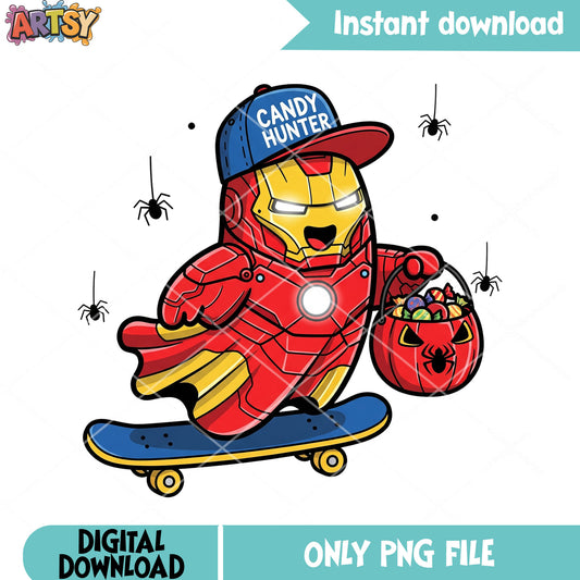 Pumpkin scary Ghost png, candy hunting png, Marvel Spooky Night pngt