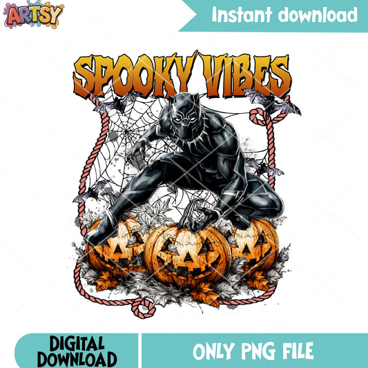 Pumpkin scary black pantherpng, marvel halloween png, spooky vibes png