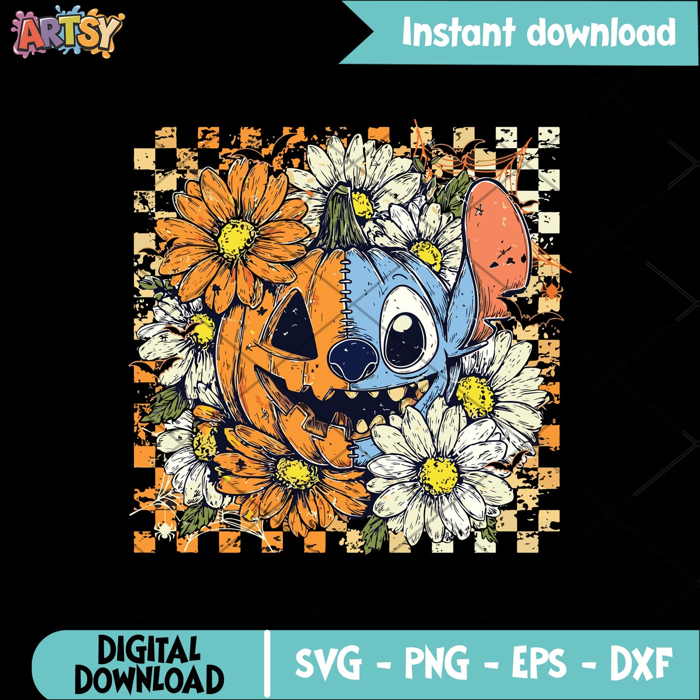 Pumpkin stitch floral svg, stitch halloween svg, pumpkin fall svg