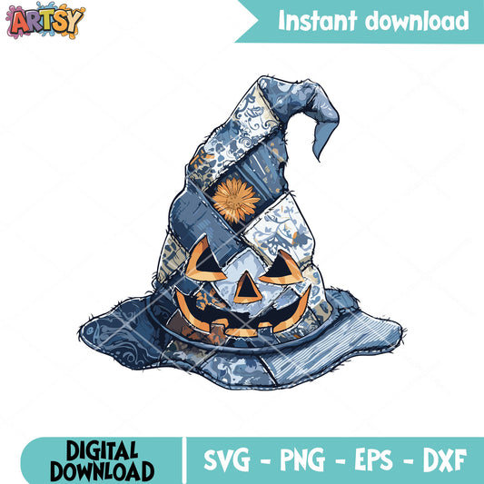 Pumpkin witch hat svg, pumpkin halloween svg, witch pumpkin svg