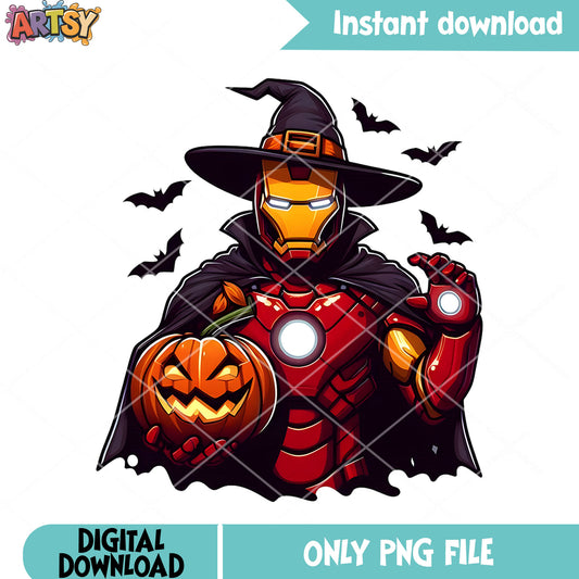 Pumpkin witch tony png, halloween marvel png, jack o lantern pupmkin png