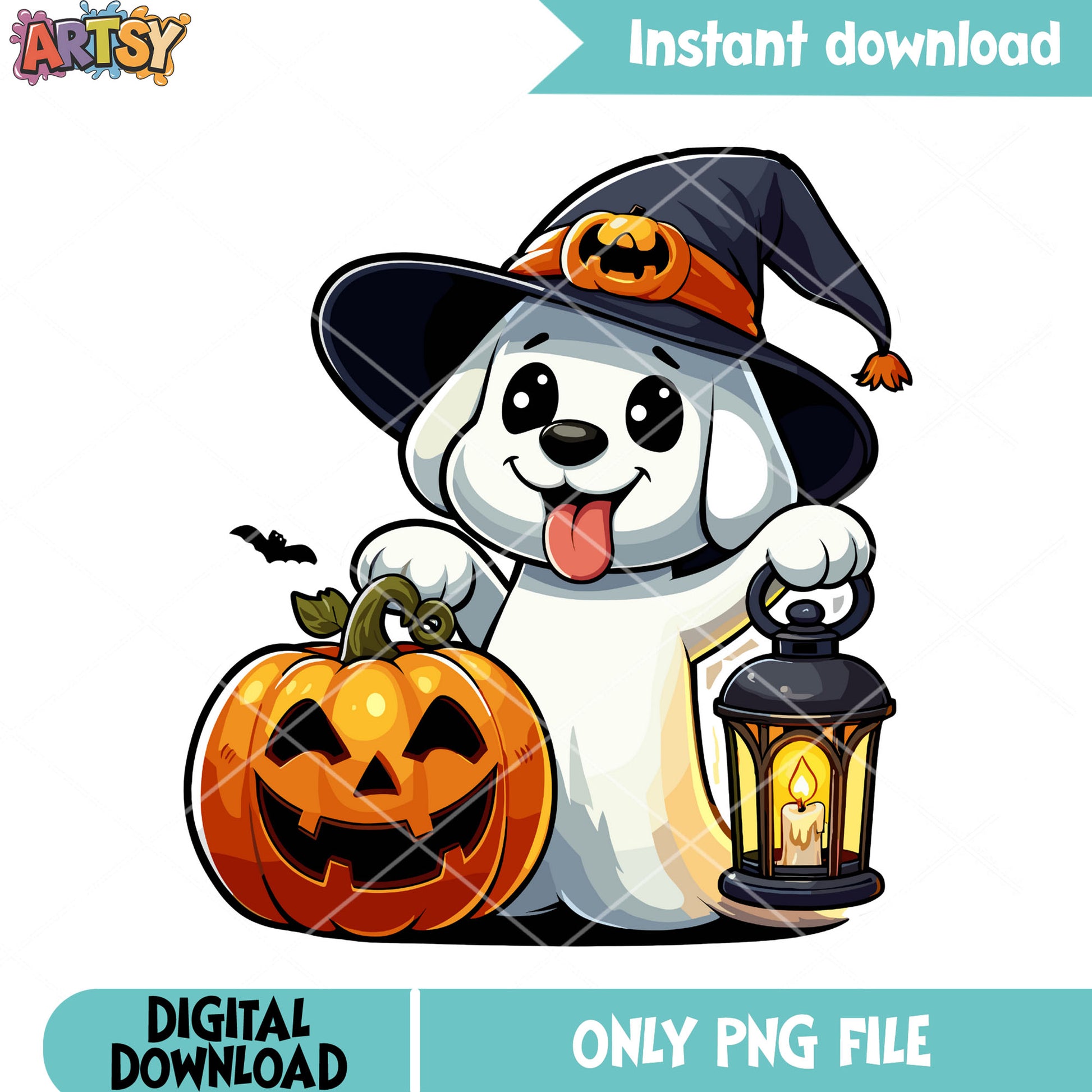 Puppy the witch png, jack o lantern png, scary night png