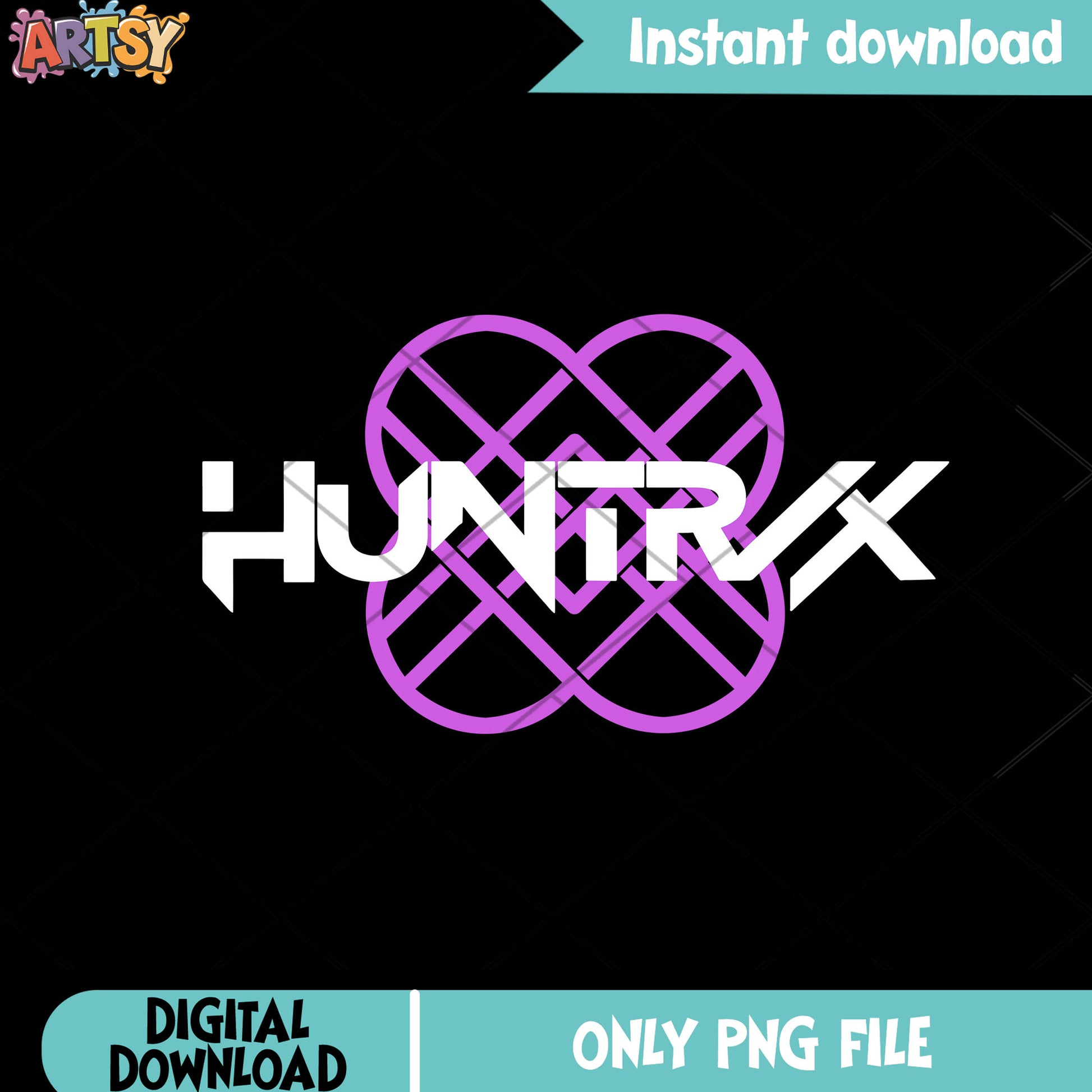 Purple logo huntrix icon png, huntrix girls png, kpop demon hunters png