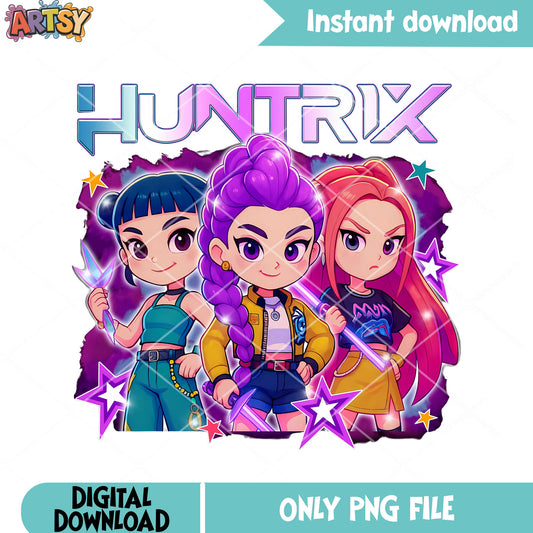 Purple star huntrix idols kpop png, kpop demon hunters png, huntrix png