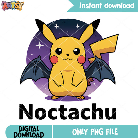 Purple star night pikachu png, pikachu png, pokemon halloween png