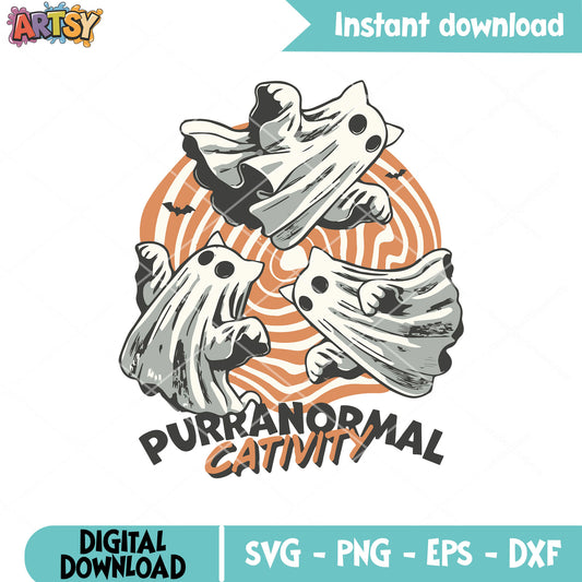 Purranormal cativity svg, ghost cat​ svg, cat halloween svg