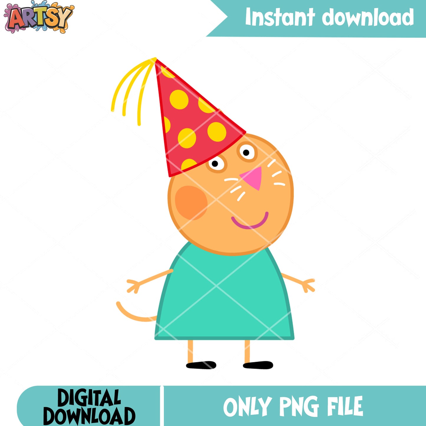 Pussycat png, animal character png, kids show png