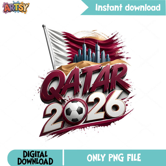 Qatar 2026 Soccer PNG, Football World Cup PNG, Qatar Flag PNG