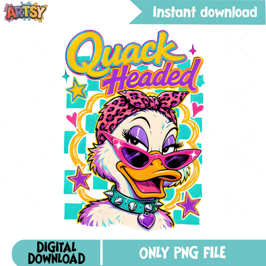 Quack Headed Daisy Duck PNG, Disney Duck PNG, Retro Duck PNG