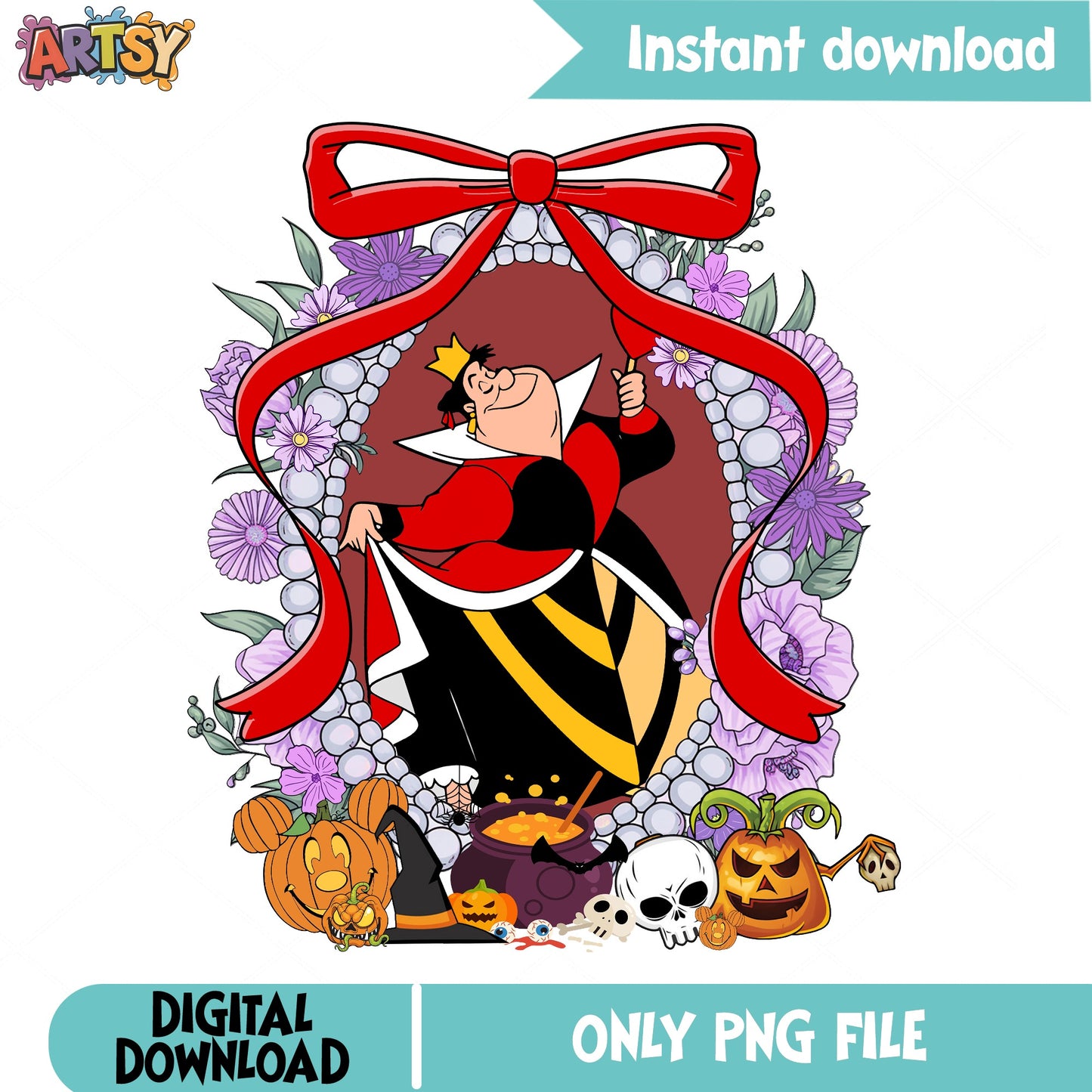 Queen Of Hearts Halloween PNG, Disney Villain PNG, Halloween PNG