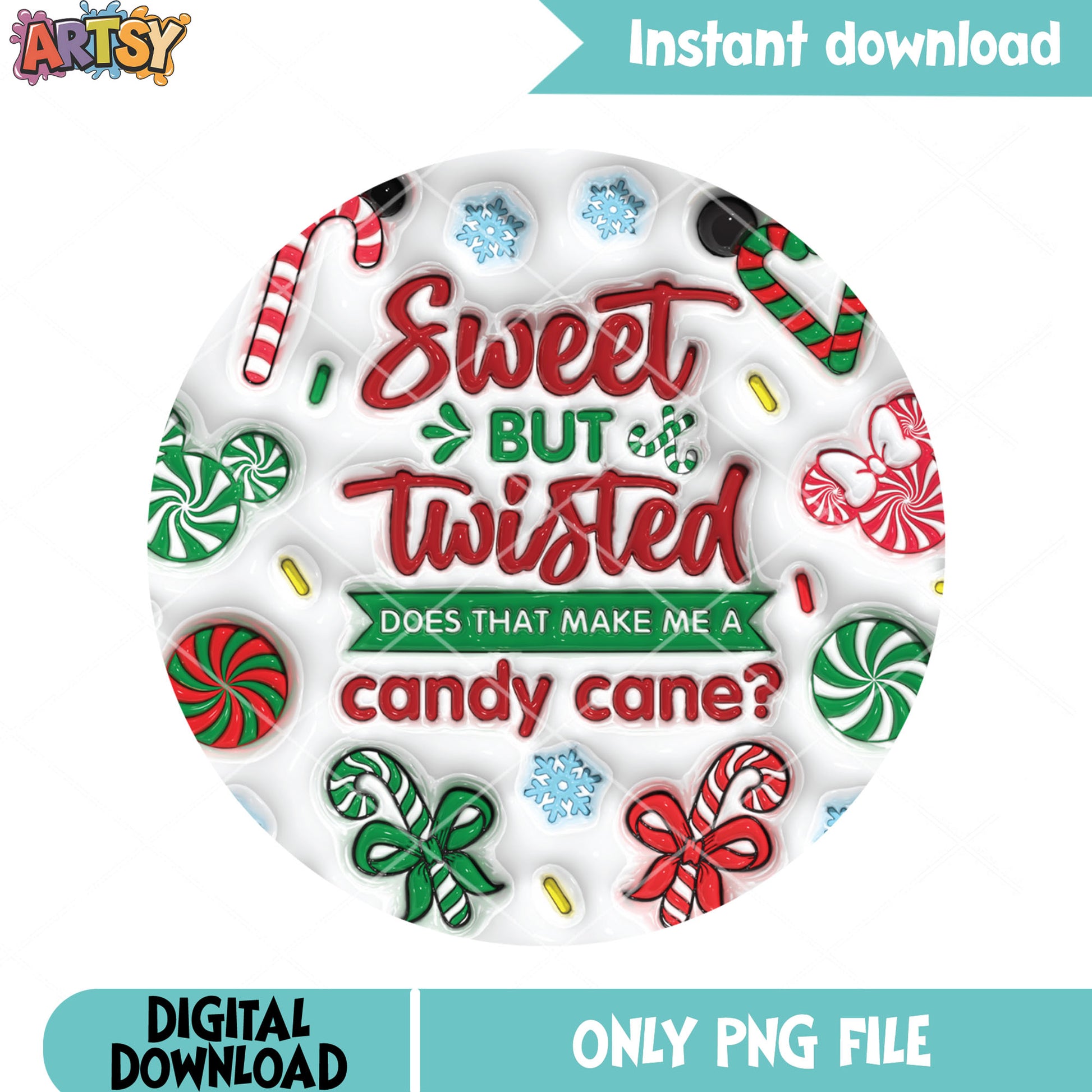 Quote peppermint mouse png, pun christmas png, holiday peppermint png
