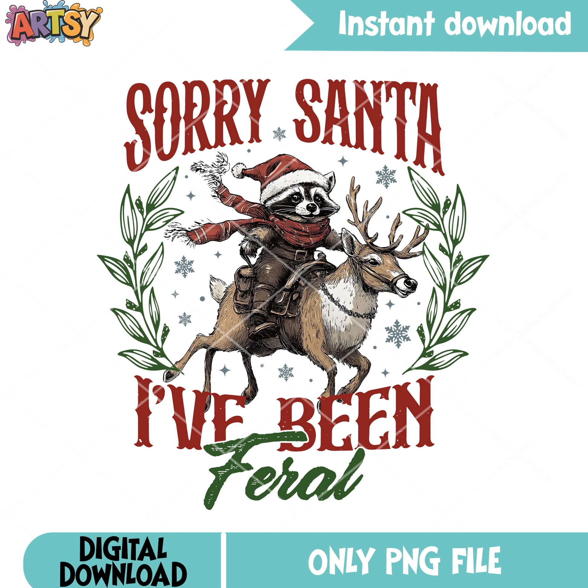 Raccoon christmas funny png, raccoon stocking png, raccoon png