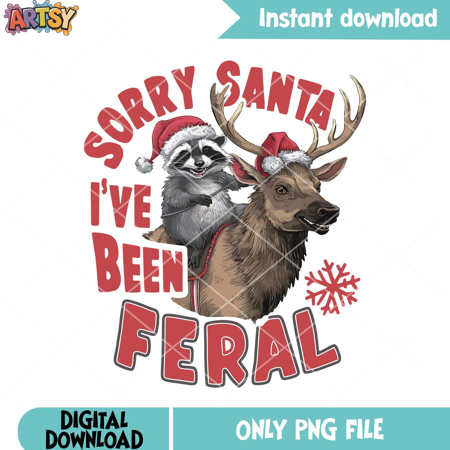 Raccoon reindeer christmas png, christmas reindeer png, reindeer png