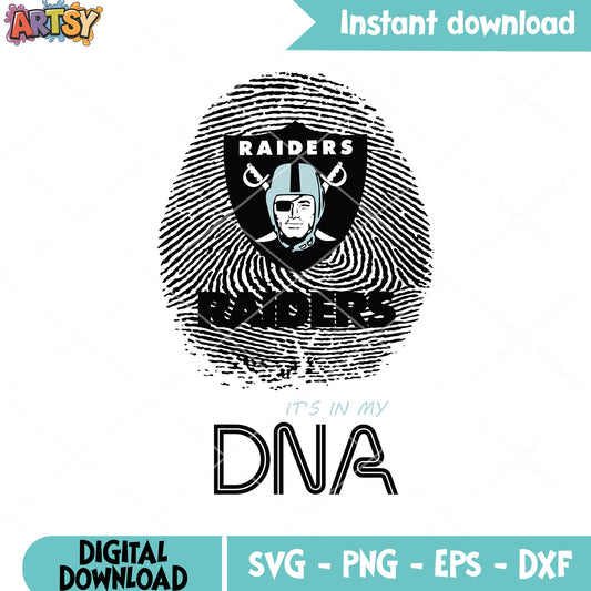 Raiders dna in my gene svg, los angeles raiders svg, fingerprint svg