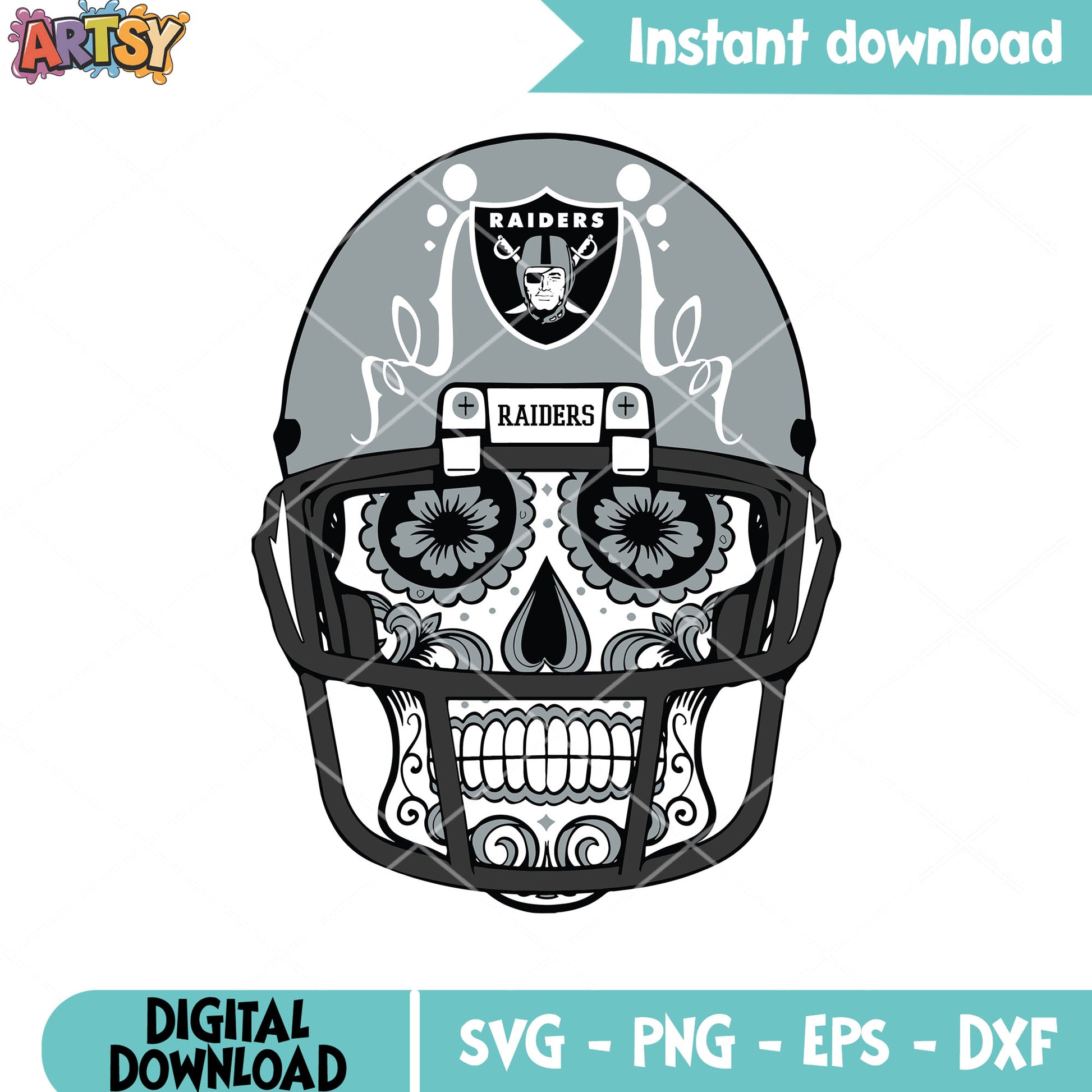 Raiders helmets creepy svg, mexico skull svg, los angeles raiders svg