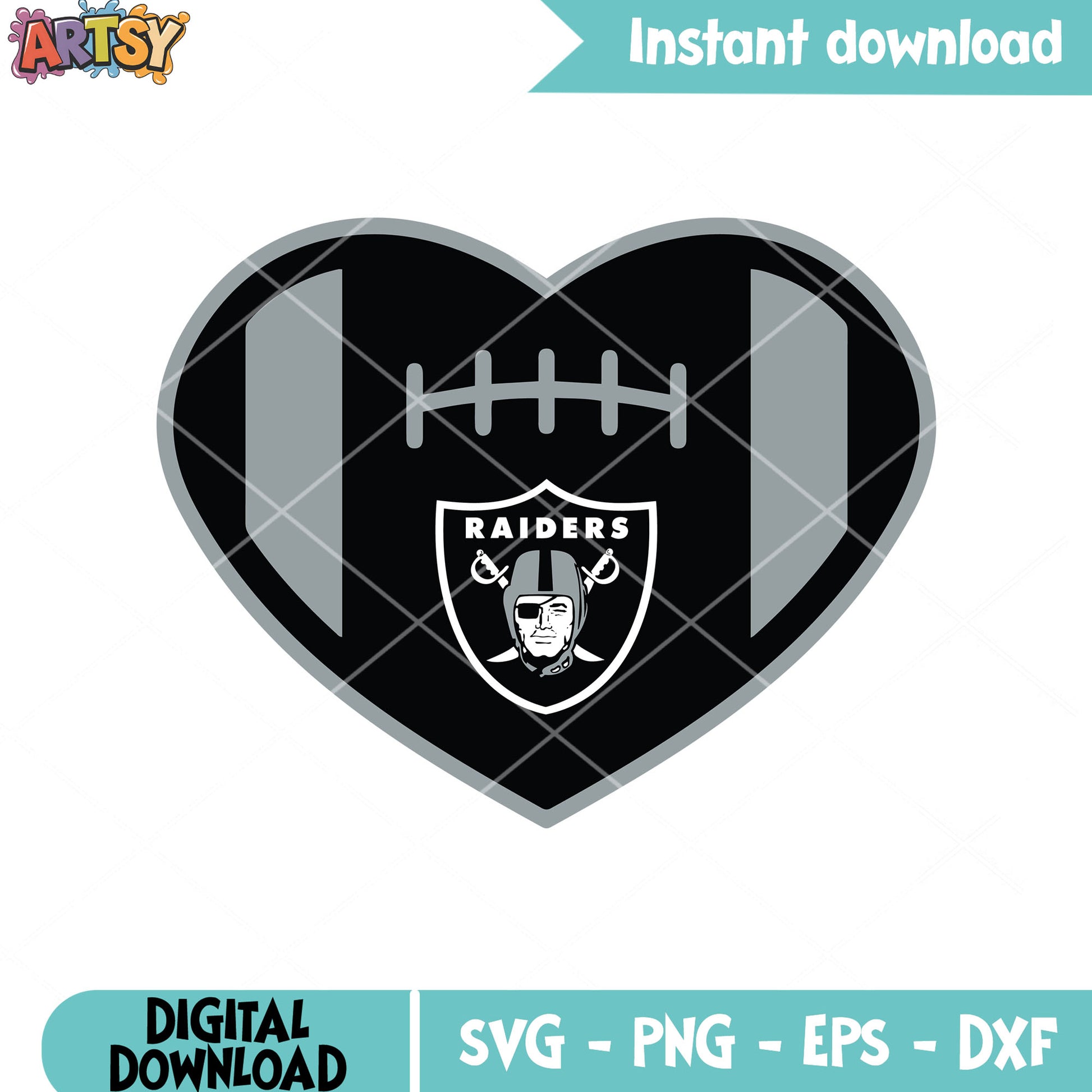 Raiders in my nfl heart svg, oakland raiders svg, Rugby ball svg