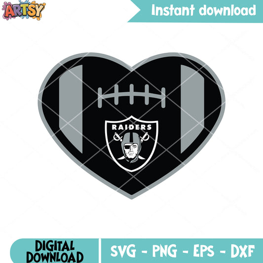Raiders in my nfl heart svg, oakland raiders svg, Rugby ball svg