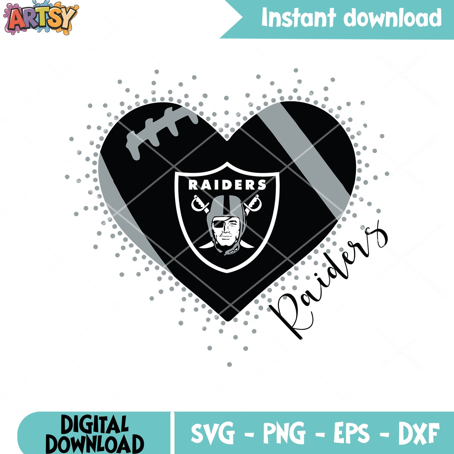 Raiders love the ball svg, oakland raiders svg, raiders shield svg