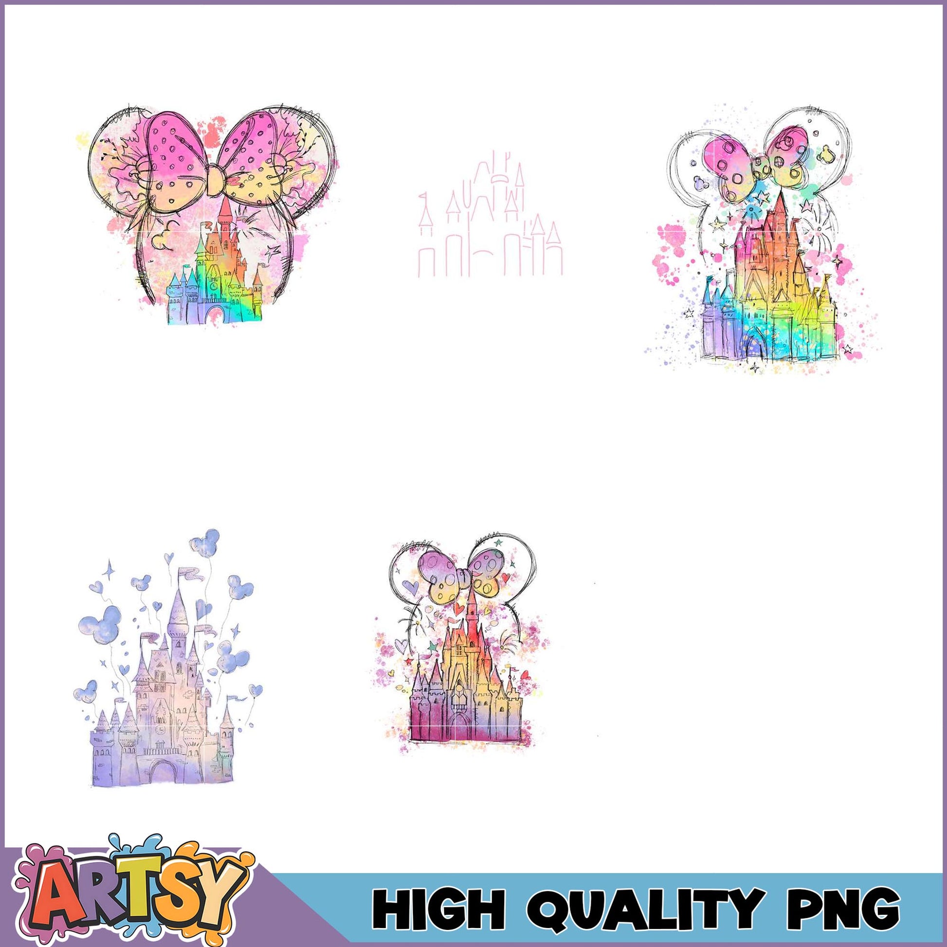 Rainbow Castle PNG Bundle Minnie Mouse, High Quality