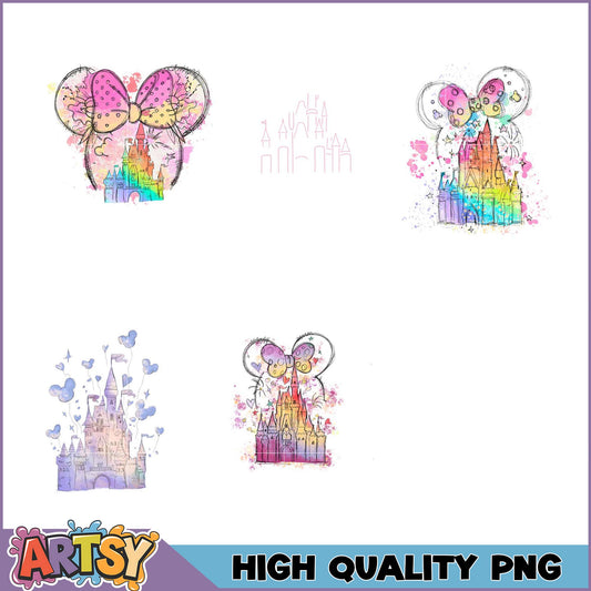 Rainbow Castle PNG Bundle Minnie Mouse, High Quality