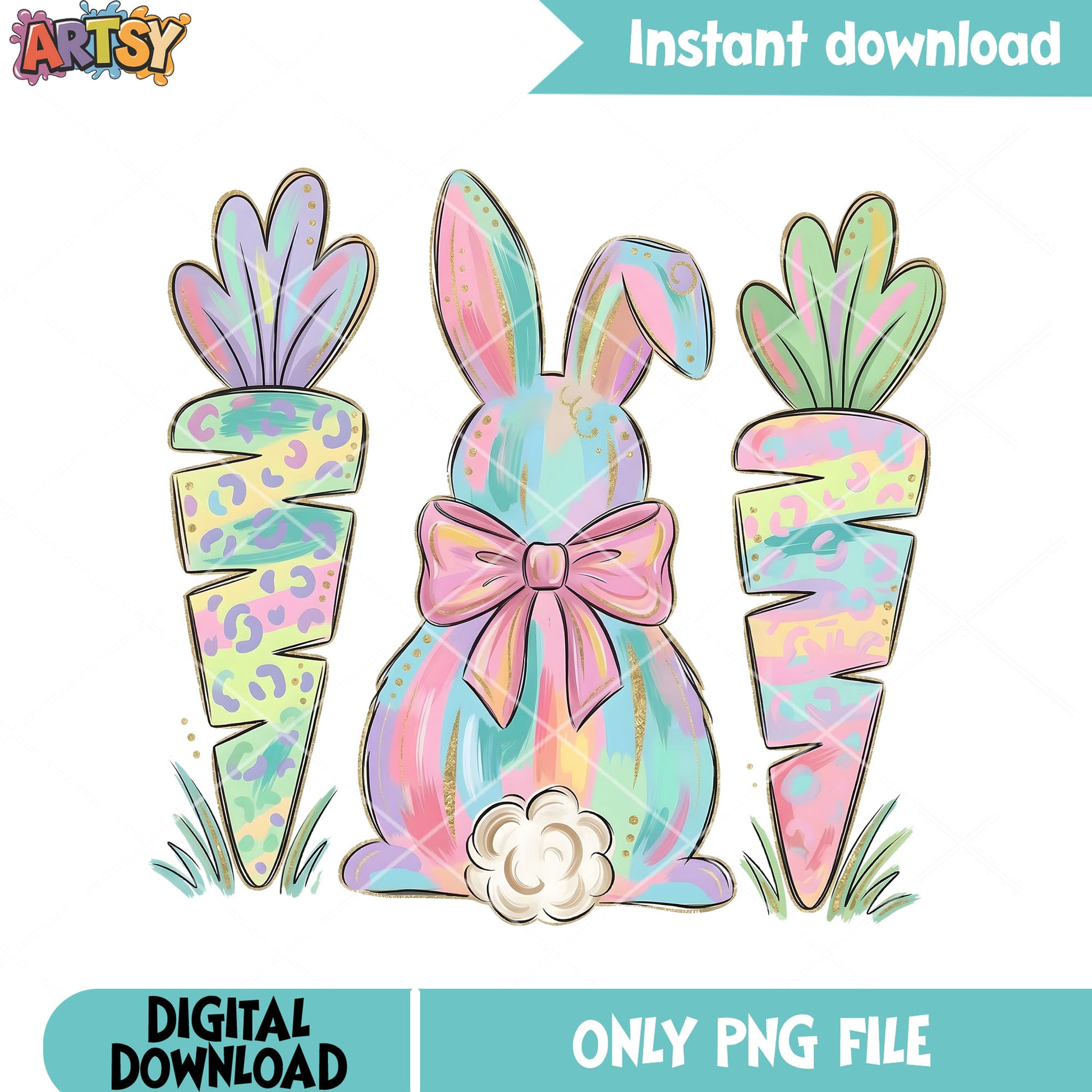 Rainbow bunny with 2 carrot png, cute rabbit png, grapic design png