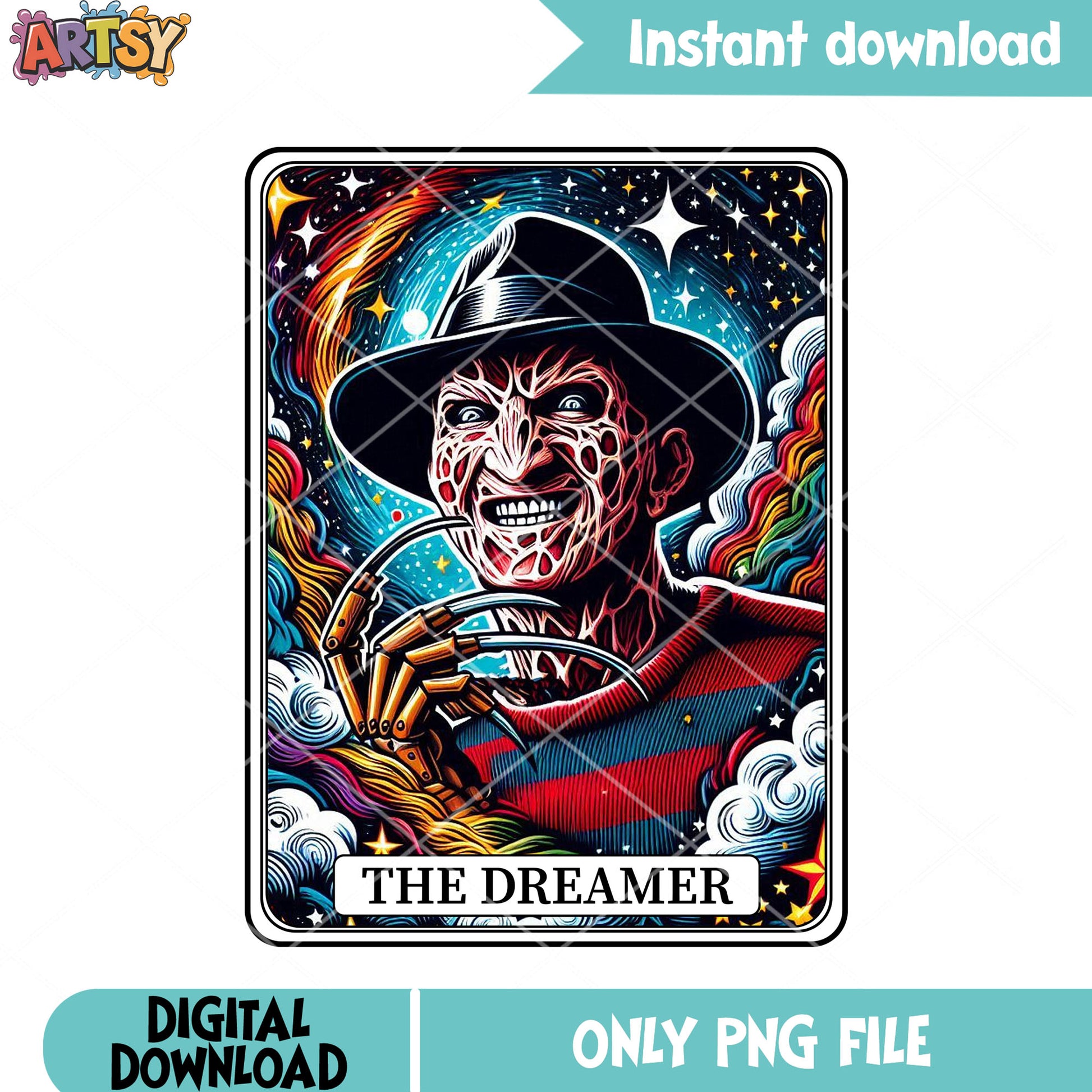 Rainbow cloud stary night png, fredy kruger png, scary halloween png