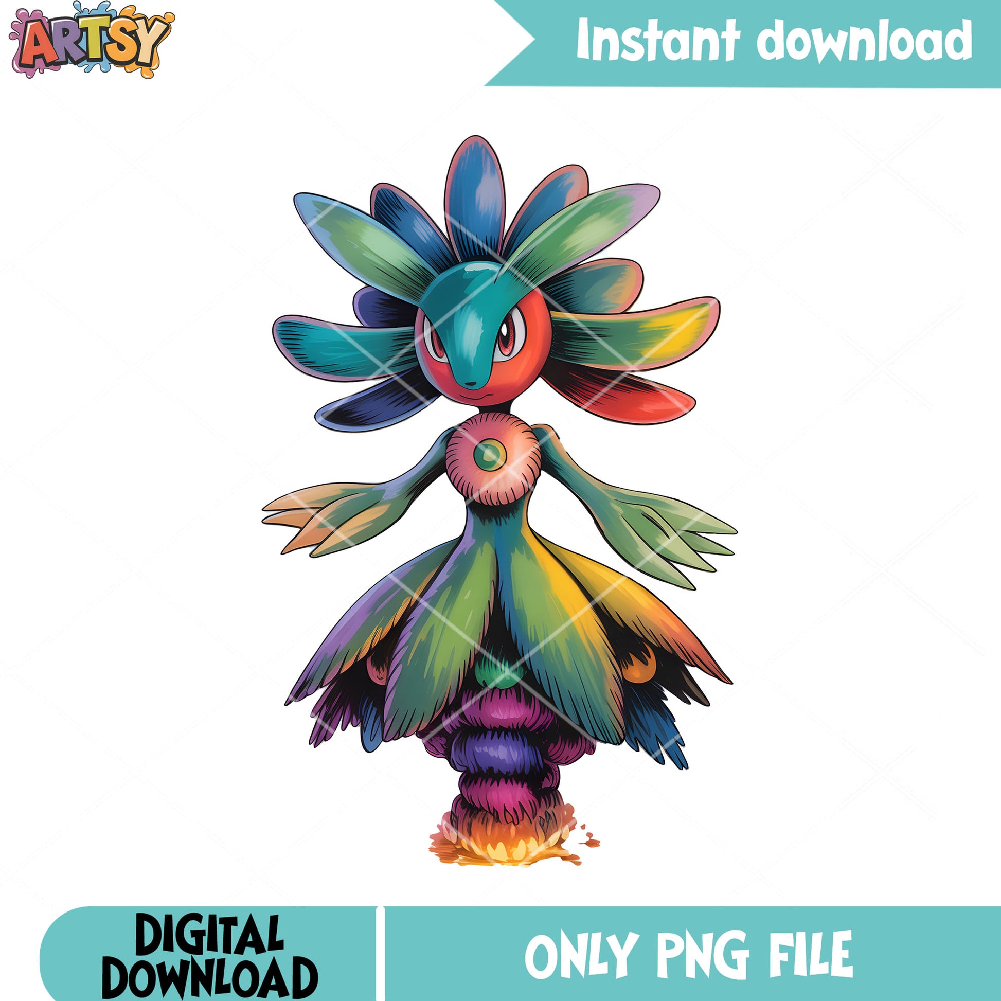 Rainbow flora poster pokemon png, pokemon gifts png, pokemon vibes png