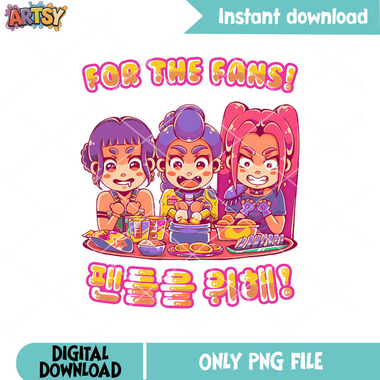 Ramyeon for the fans png, huntrix kpop png, huntrix rameyon png