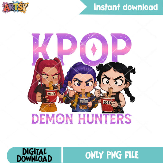Ramyeon girl design png, huntrix rameyon png, huntrix kpop png