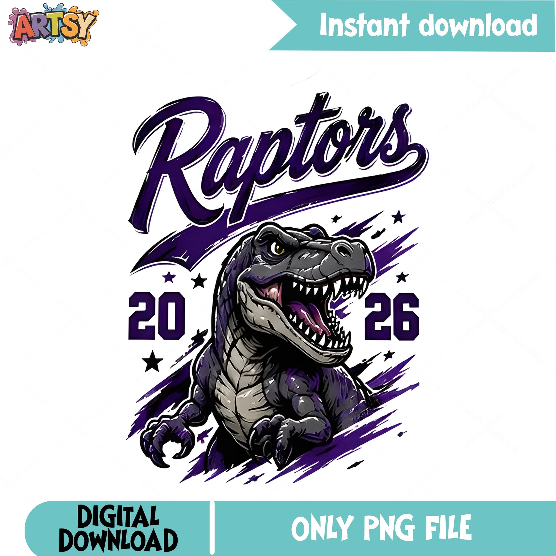 Raptors 2026 Dinosaur PNG, Team Mascot PNG, Sports Clipart PNG