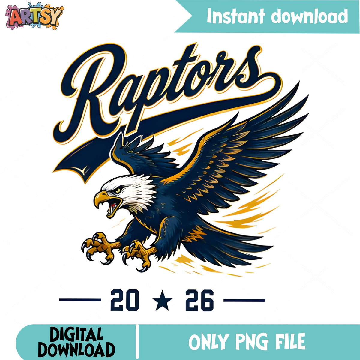 Raptors Eagle Mascot PNG, School Spirit 2026 PNG, Team Clipart PNG