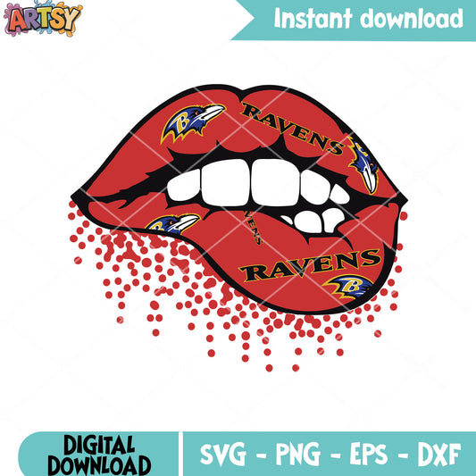 Ravens bite sexy lip svg, baltimore raven svg, NFL teams​ svg