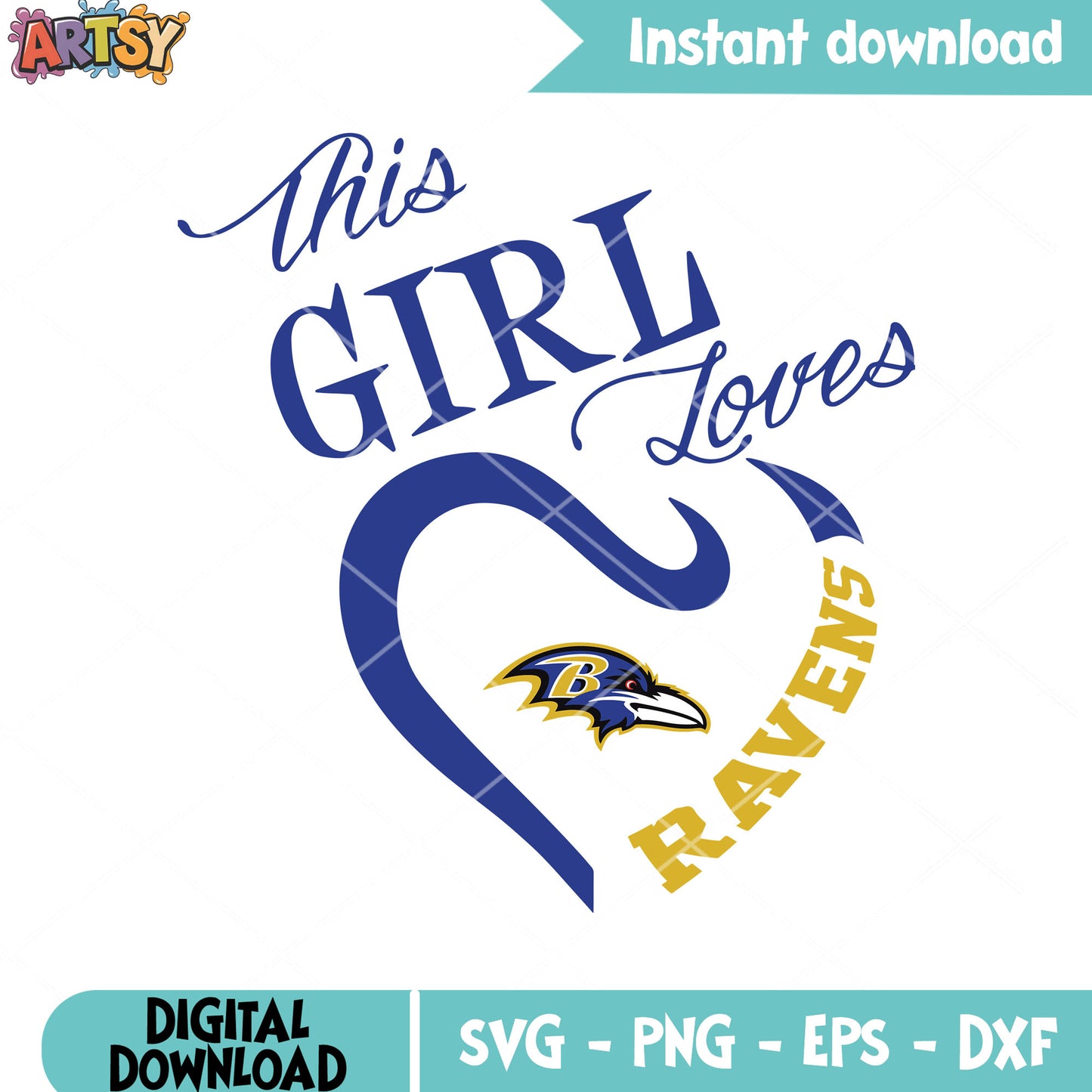 Ravens blue loves girl  svg. baltimore ravens​ svg, nfl football svg