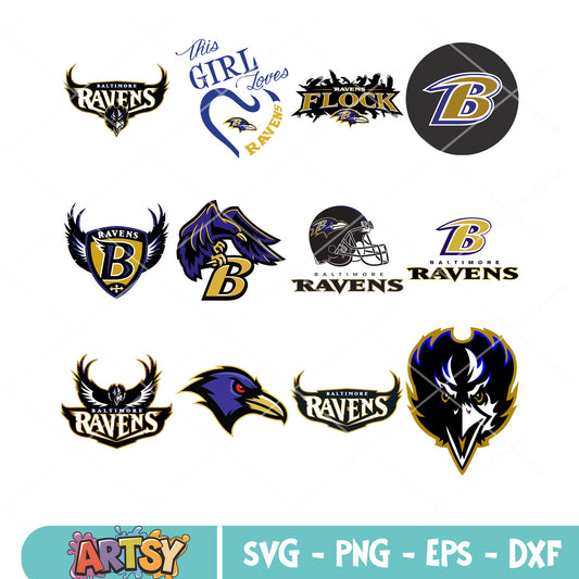 Ravens flock bundle svg, baltimore raven svg, NFL football teams svg
