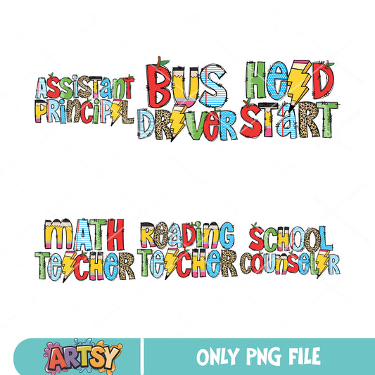 Reading teacher png bundle, teacher day png, teacher school png