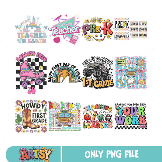 Ready to crush grade png bundle, teacher vibes png, teacher grade png