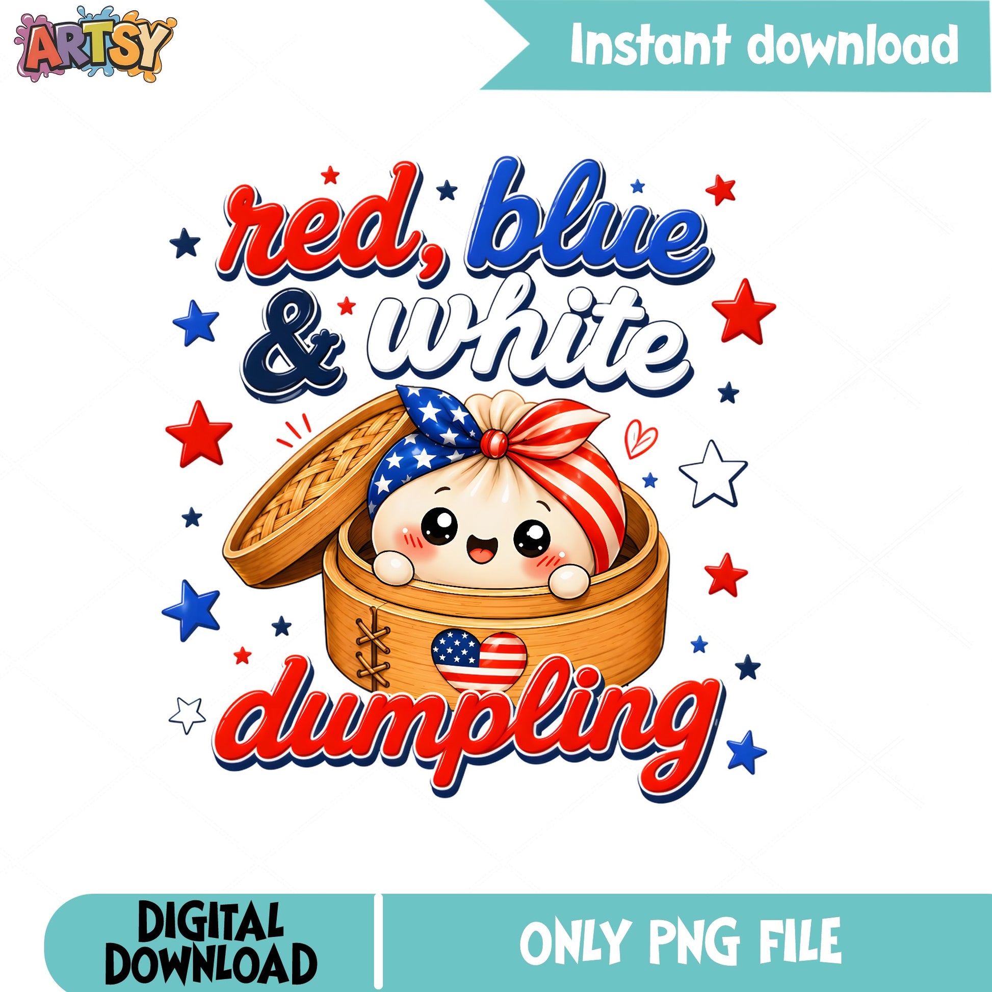 Red Blue And White Dumpling PNG, 4th Of July PNG, Patriotic PNG